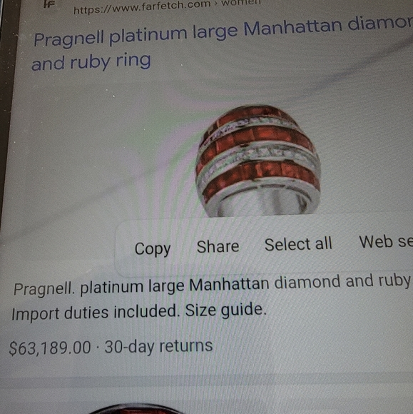 * Not for sale* Princess cut ruby and round diamond ring - Picture 7 of 8